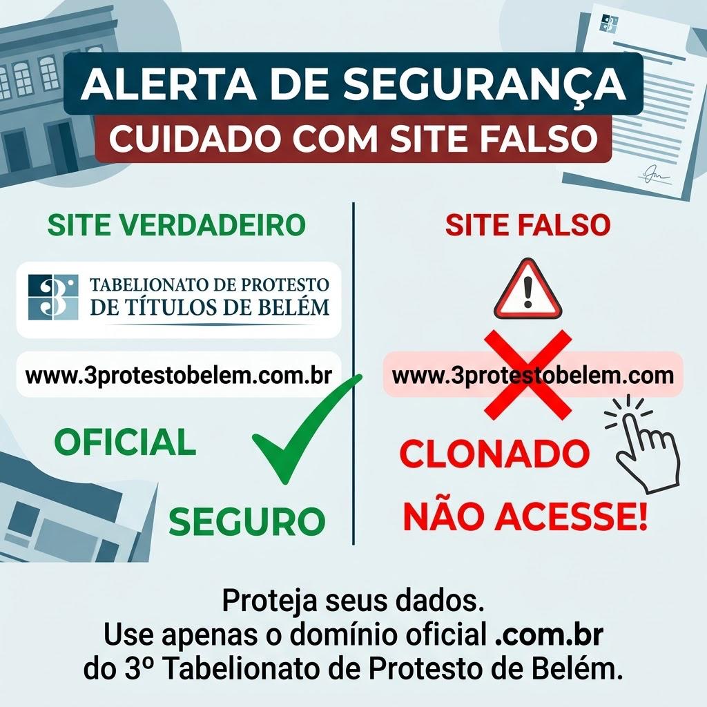 Alerta de segurança: cuidado com site falso do 3º Tabelionato de Protesto de Belém